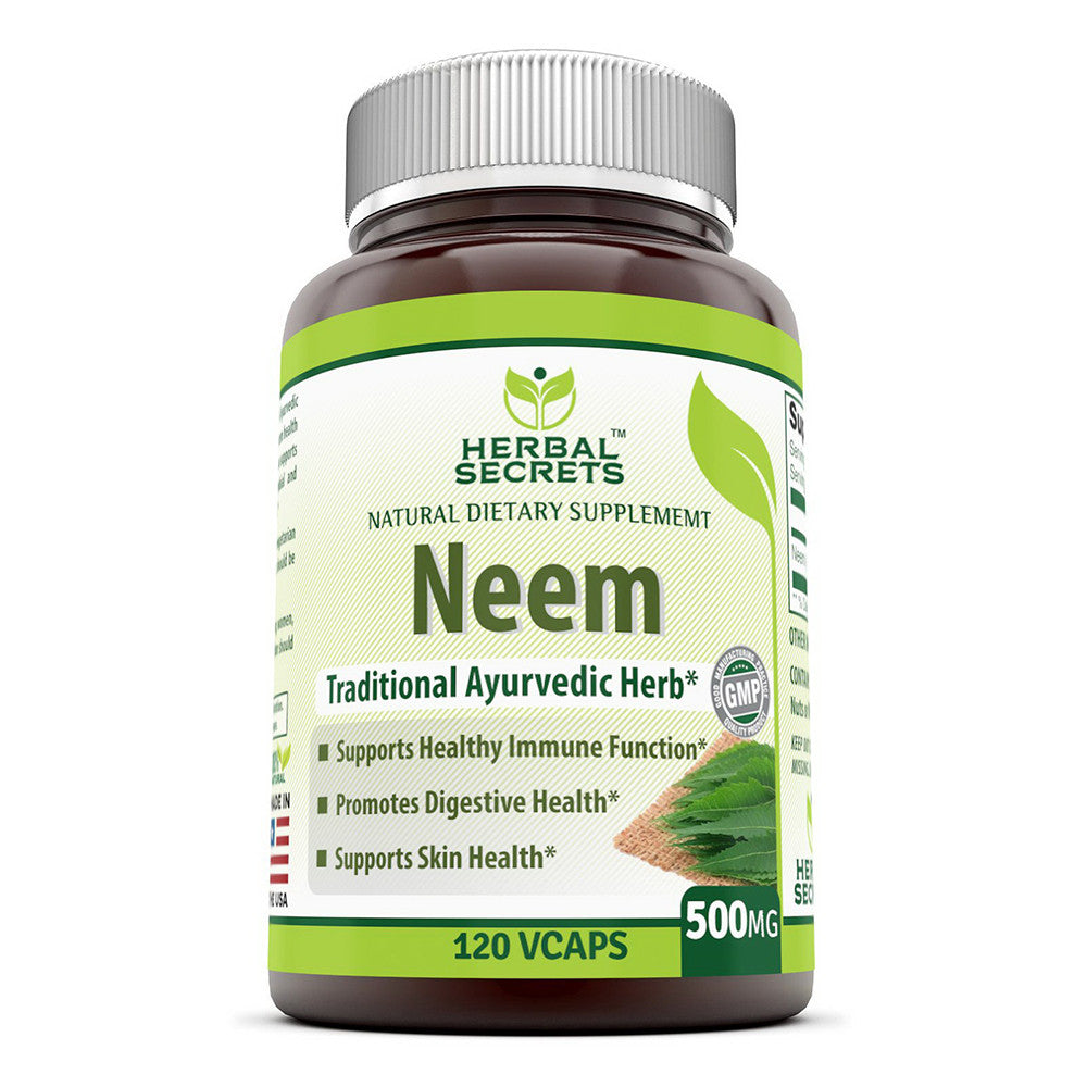 Amazing Nutrition Herbal Secrets Organic Neem 500 Mg Vegetarian Capsules, 120 Ea